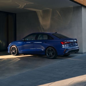 Rear side profile of the Audi A3.